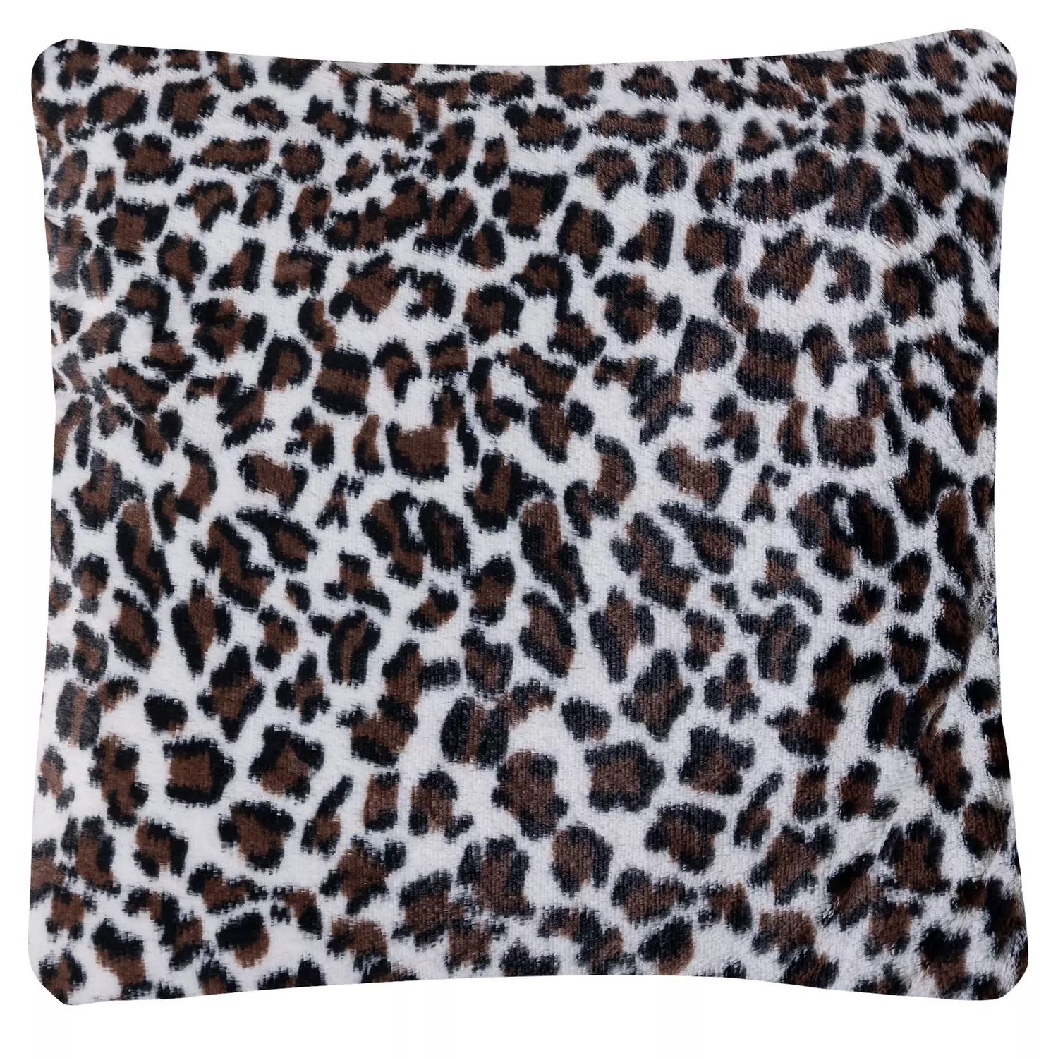 Soft plush cheetah print decorative cushion, 18"x18", light brown