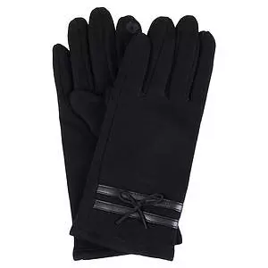 Soft stretch knit gloves with bow detail