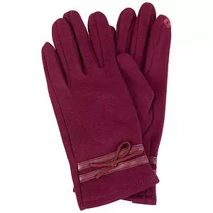 Soft stretch knit gloves with bow detail
