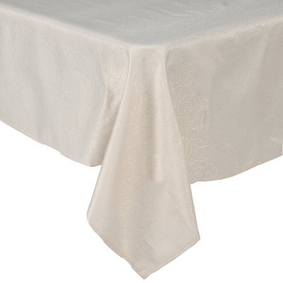 Solid damask fabric tablecloth - Beige scroll