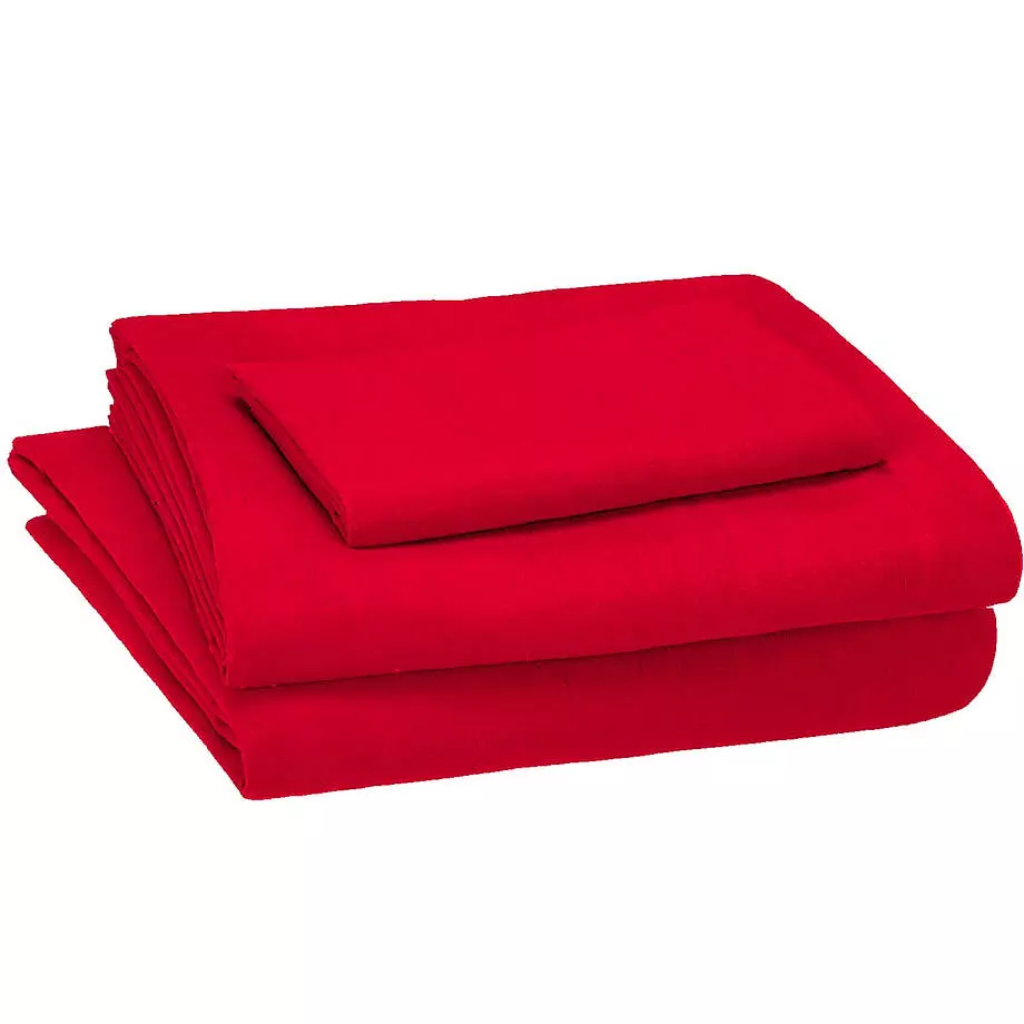 Solid flannel sheet set, red, double
