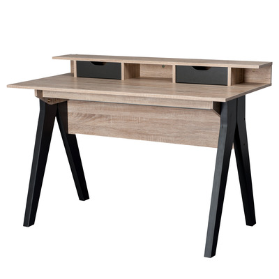 Sonoma oak wishbone desk with storage