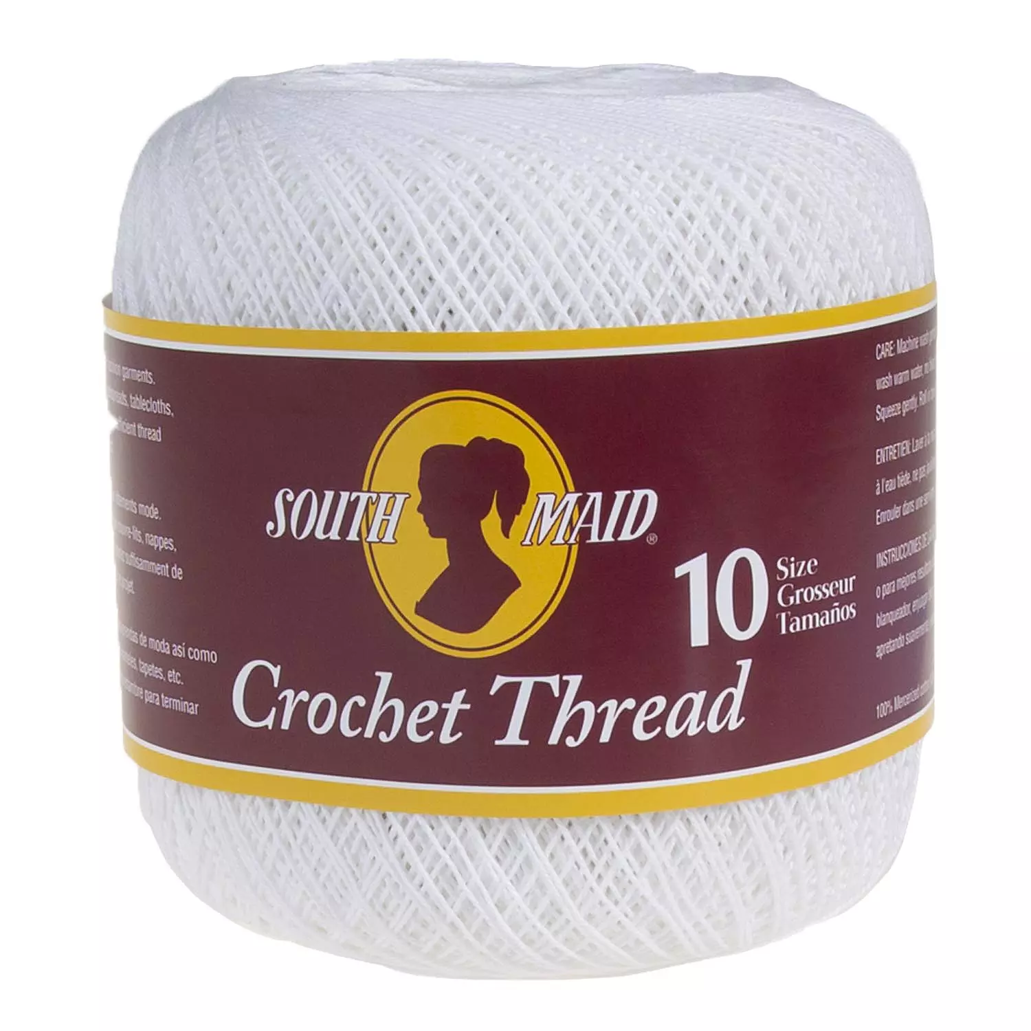 South Maid - Fil à crochet, grosseur 10, blanc