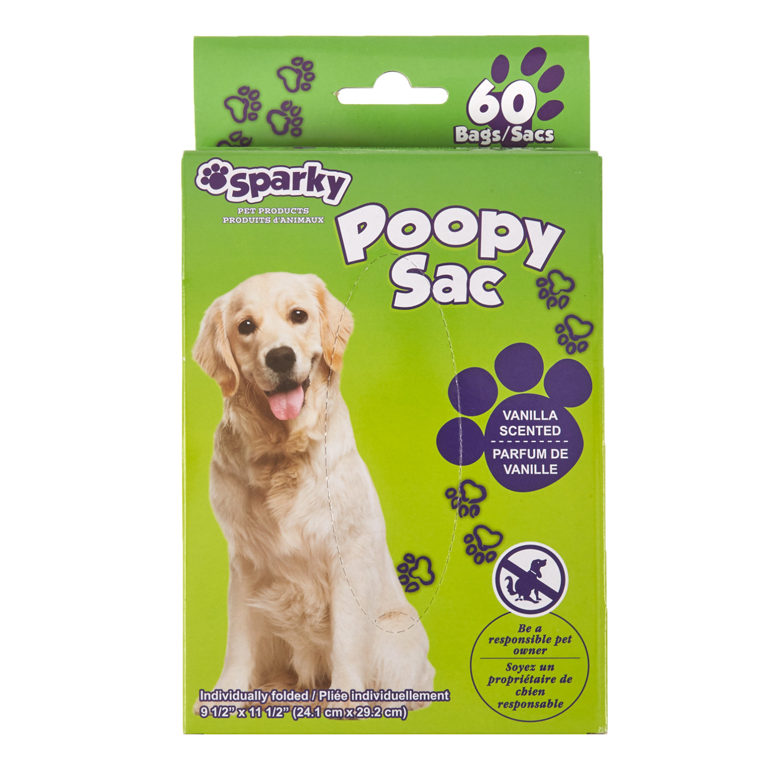 Sparky - Poopy Sac - Pet waste bags, vanilla scented, pk. of 60