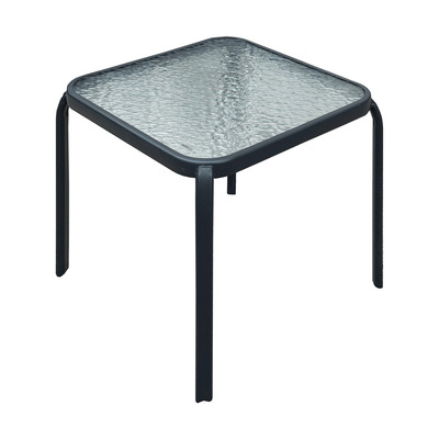 Square glass patio side table
