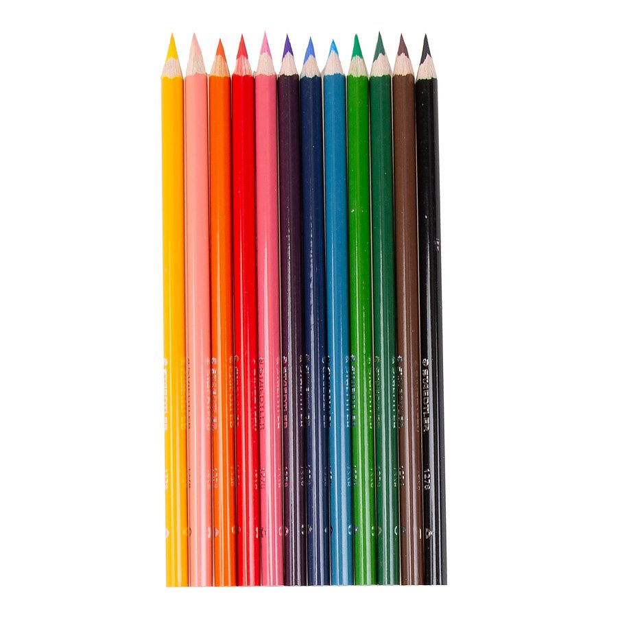 Staedtler - 4mm triangular barrel coloured pencils, pk. of 12