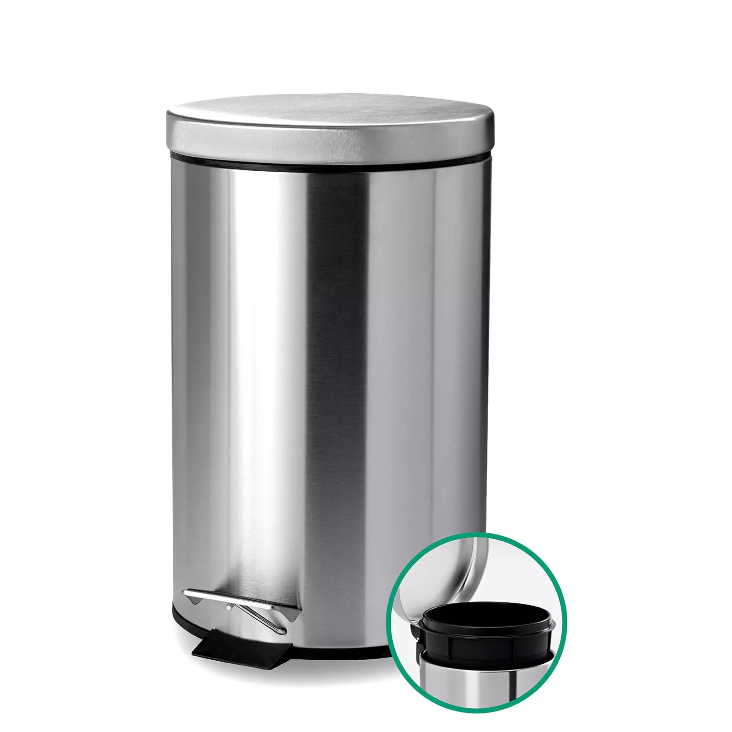 Stainless steel step pedal trash can, 3L