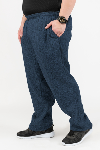 Straight-leg fleece sweatpants - Heathered navy - Plus Size