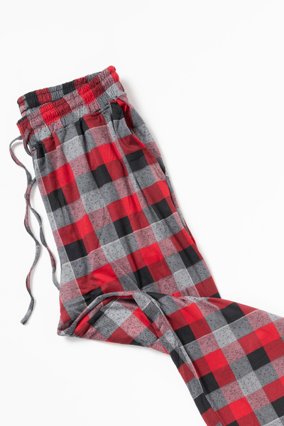 Stretch knit jogger pyjama pants - Buffalo red plaid - Plus Size