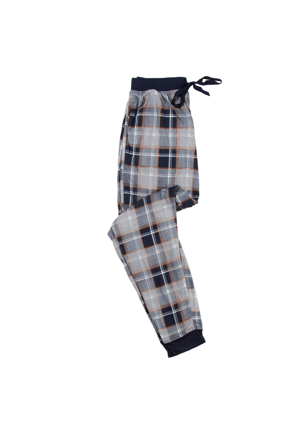 Stretch knit jogger style pajama pants - Blue plaid