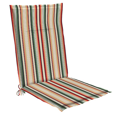Striped high-back patio seat cushion, 17"x40"