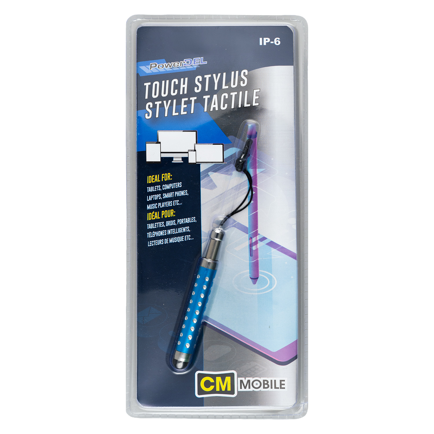Stylet tactile avec strass, bleu