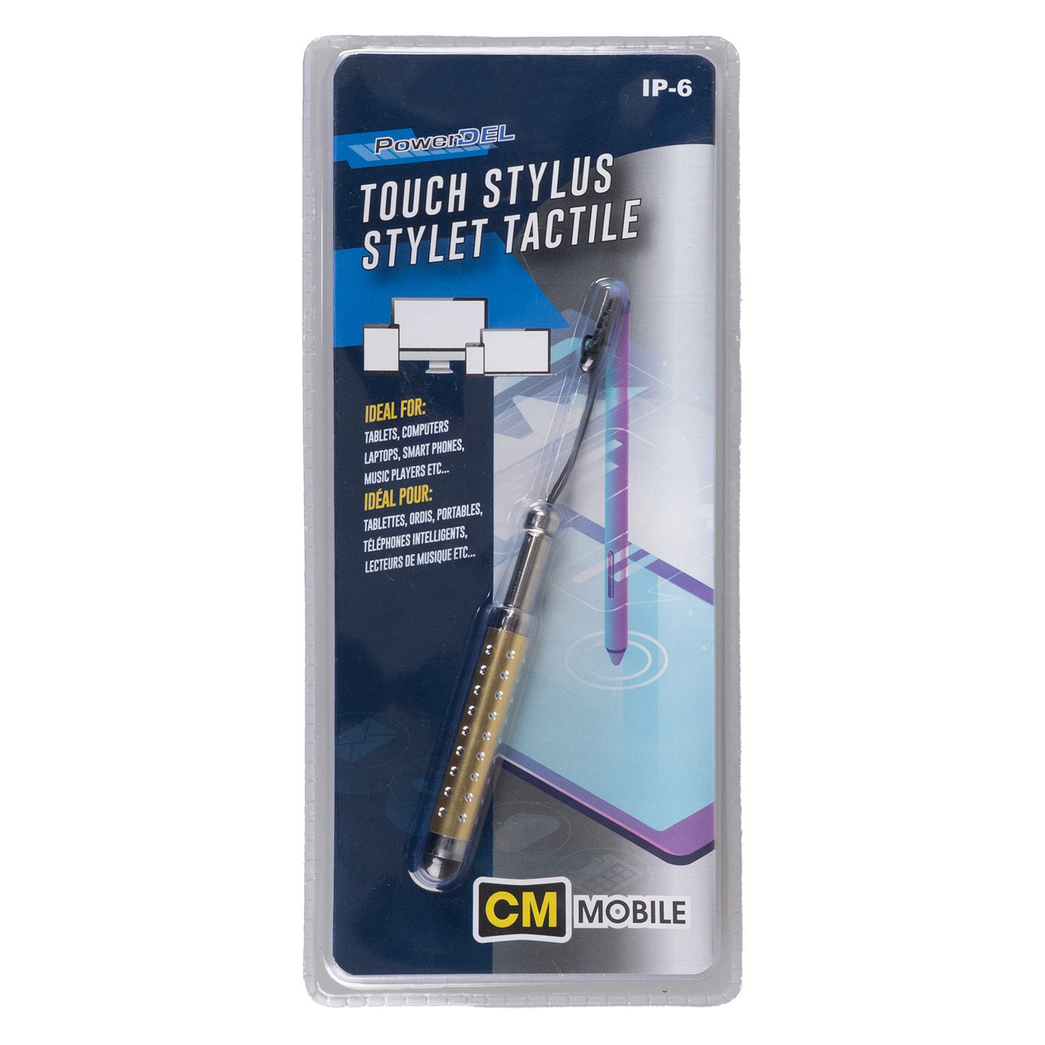 Stylet tactile avec strass, or