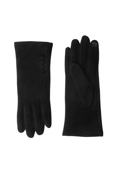 Suede and fabric gloves, black