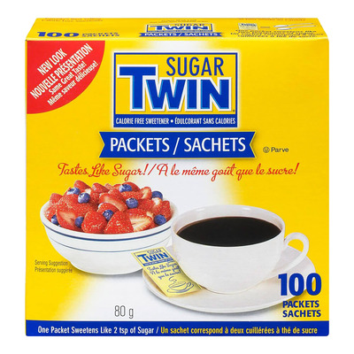 Sugar Twin - Sachets d'édulcorant sans calories, paq. de 100