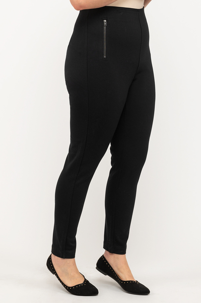Suko Jeans - Pantalon legging stretch taille haute avec zips décoratifs - Noir - Taille plus