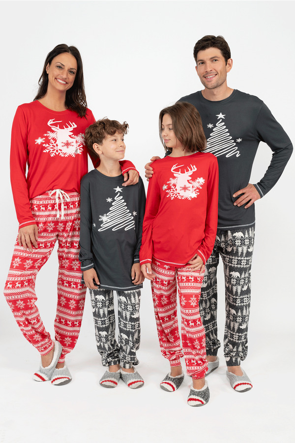 Suko - Rêves - Ens. pyjama assorti des Fêtes pour la famille - Jeux des rennes