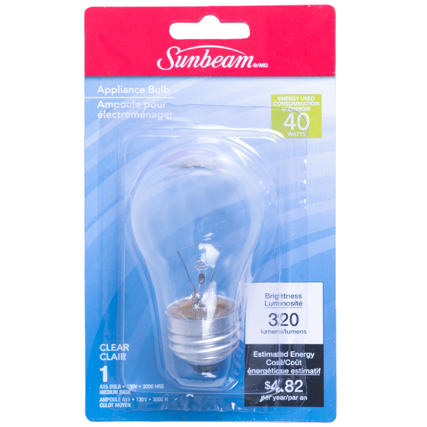 Sunbeam - A15 appliance light bulb, 40W