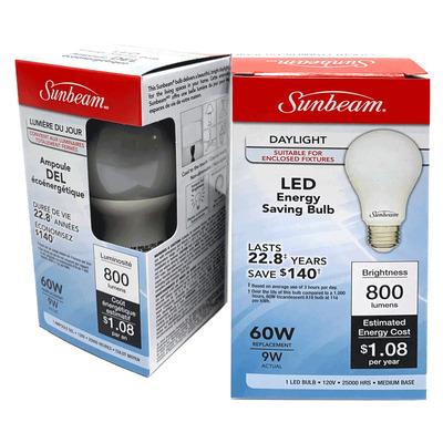 Sunbeam - Ampoule DEL écoénergetique - Lumière du jour, 9W