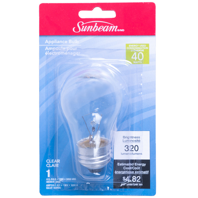 Sunbeam - Ampoule pour appareil électroménager A15, 40W