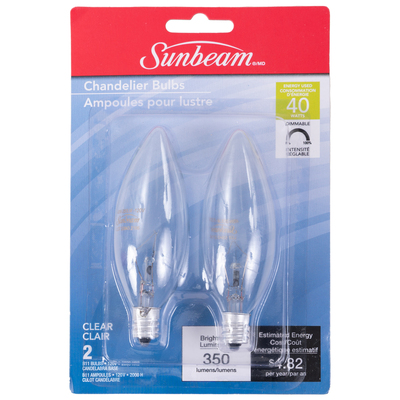 Sunbeam - Ampoules incandescents de chandelier, 40W, paq. de 2