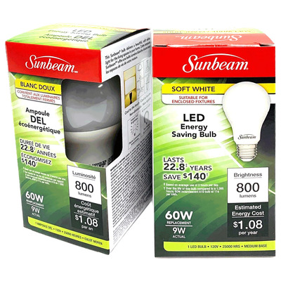 Sunbeam - Energy saving LED light bulb - Soft White, 9W
