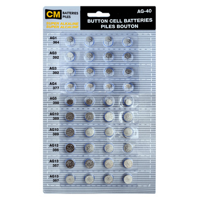 Supeor alkaline button cell batteries, pk. of 40