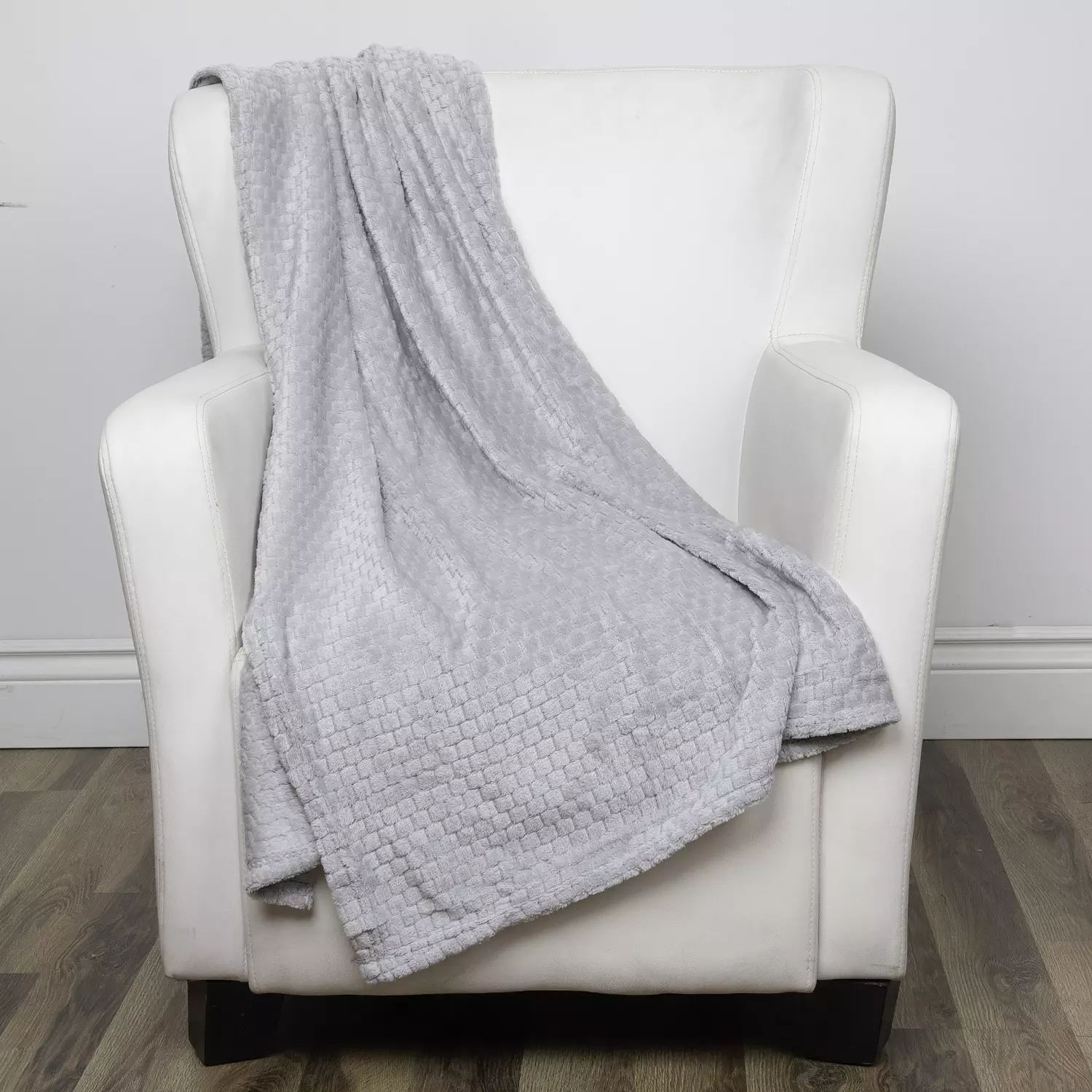 Super soft textured flannel throw, 50"x60", grey