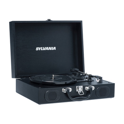 Sylvania - Portable USB encoding turntable record player in suitcase