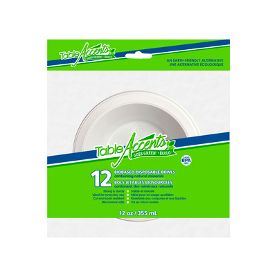 Table Accents - Biobased disposable bowls, Pk. of 12