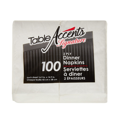 Table Accents - Serviettes à dîner 2 épaisseurs, paq. de 100