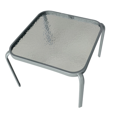 Table vitr&eacute; carr&eacute;e en acier