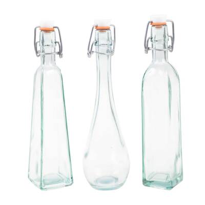 Tablecraft - Ensemble de 3 bouteilles refermables en verre recyclé avec bouchons à bascule