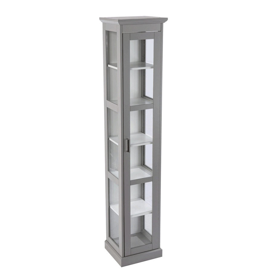 Tall cornice moulding curio cabinet with glass door