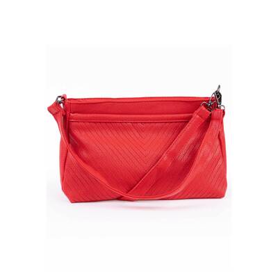 Textured faux-leather fashion handbag  - Red