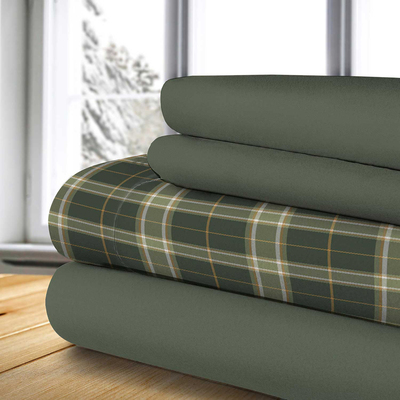 Therapeutic fleece sheet set - Green tartan