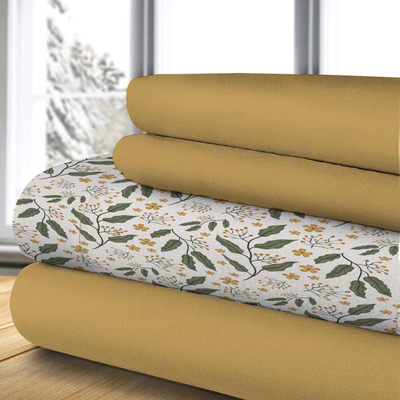 Therapeutic fleece sheet set - Mustard field flowers