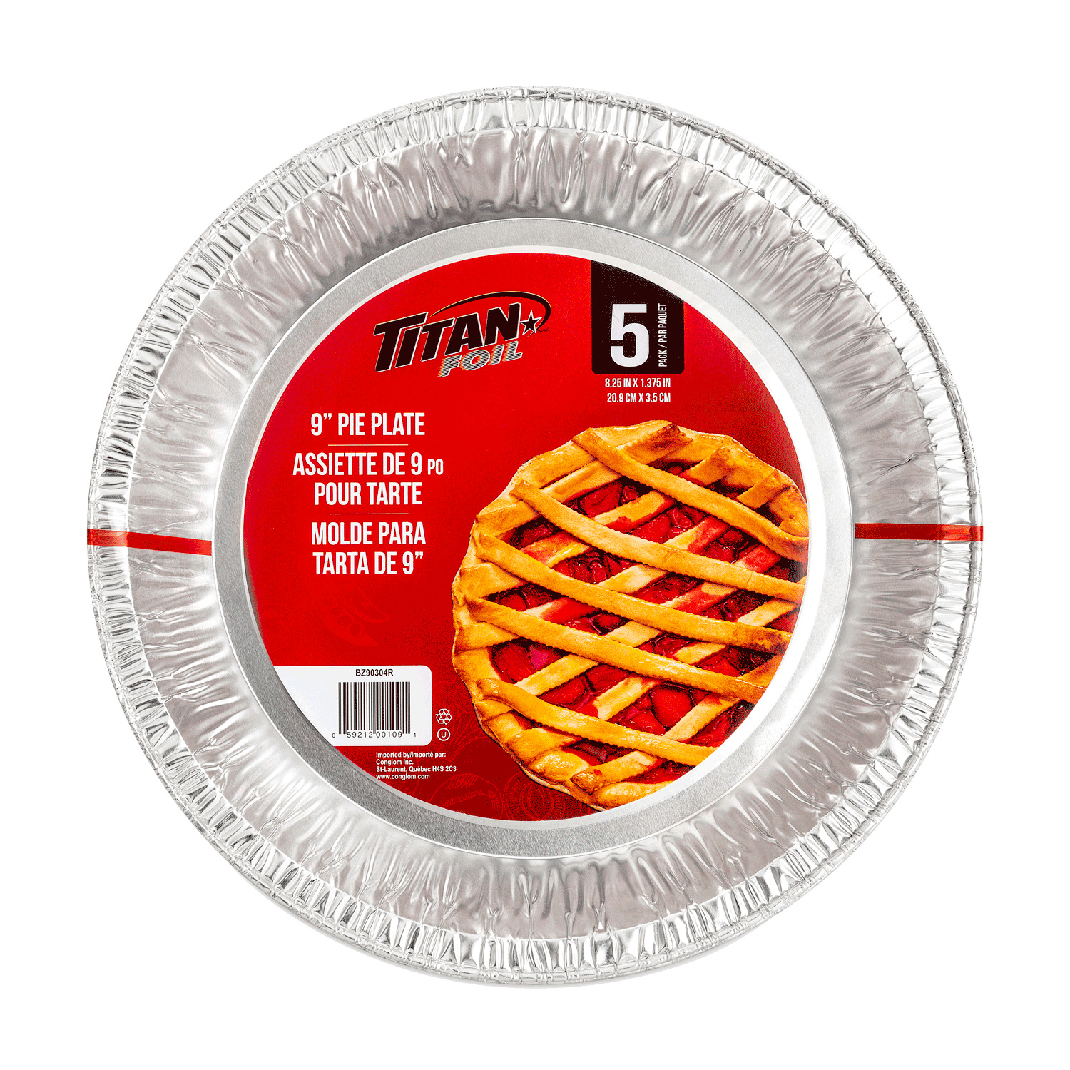 Titan Foil - Aluminum 9" deep pie plates, pk. of 5