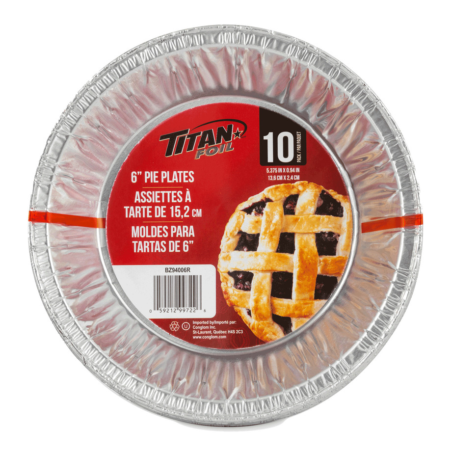 Titan Foil - Assiettes de tarte de 6" en aluminum, paq. de 10