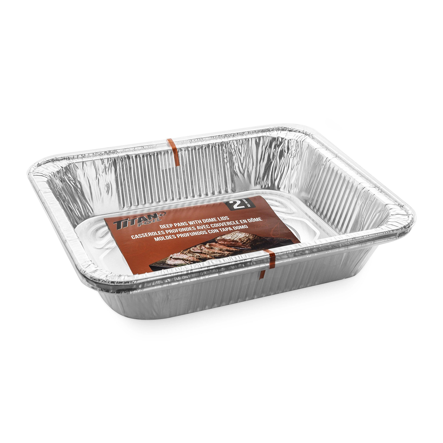Titan Foil - Disposable aluminum deep pans with dome lids, 2-pk