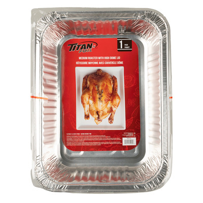 Titan Foil - Medium aluminum roaster with high dome lid