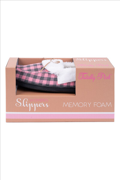 Totally Pink - Boxed memory foam moccassin slippers
