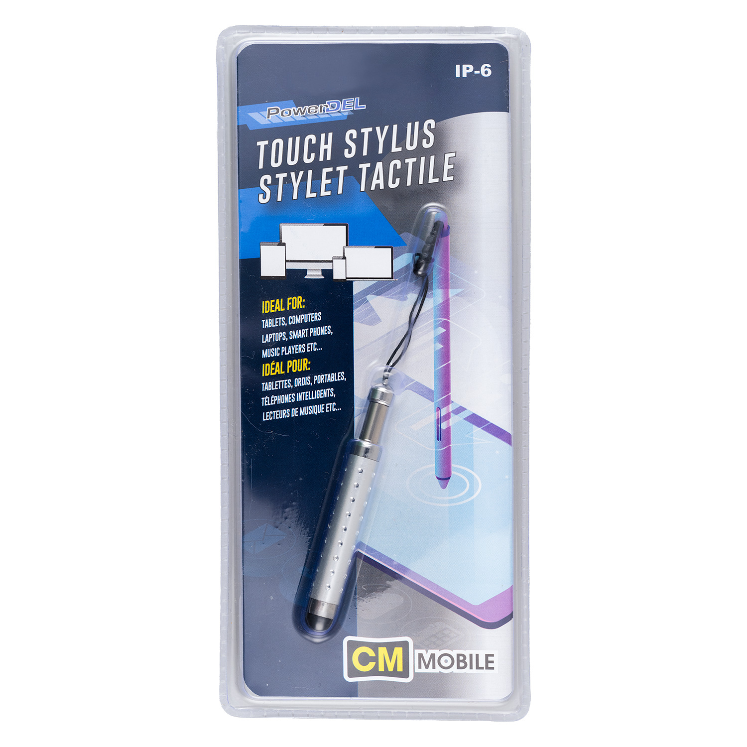 Touch stylus with rhinestones, silver