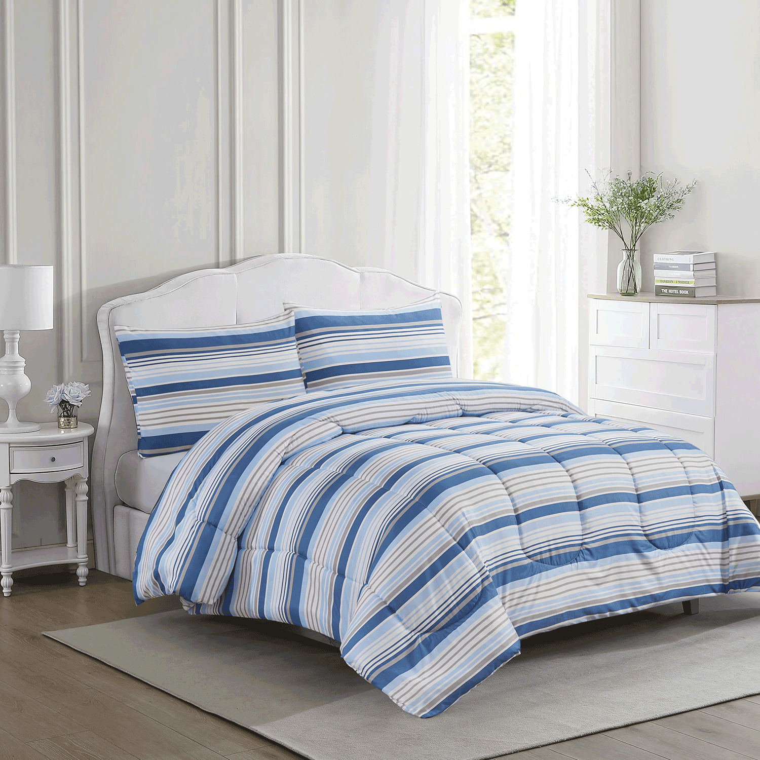Trapeze - Quilted comforter set, 3 pcs - Modern stripes