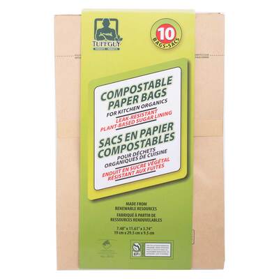 Tuff Guy - Sacs en papier compostable pour déchets organiques de cuisine, pk. de 10