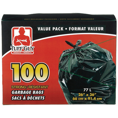 Tuff Guy - Strong garbage bags value pack, pk. of 100 - 77L