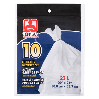 Tuff Guy - Strong kitchen garbage bags, pk. of 10 - 22L