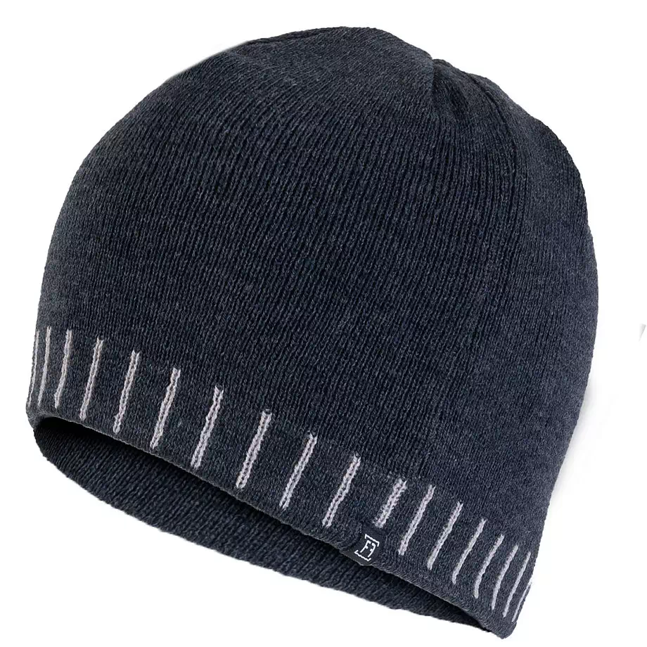 Tuque en tricot extensible avec motif de points contrastés sur le bord, gris
