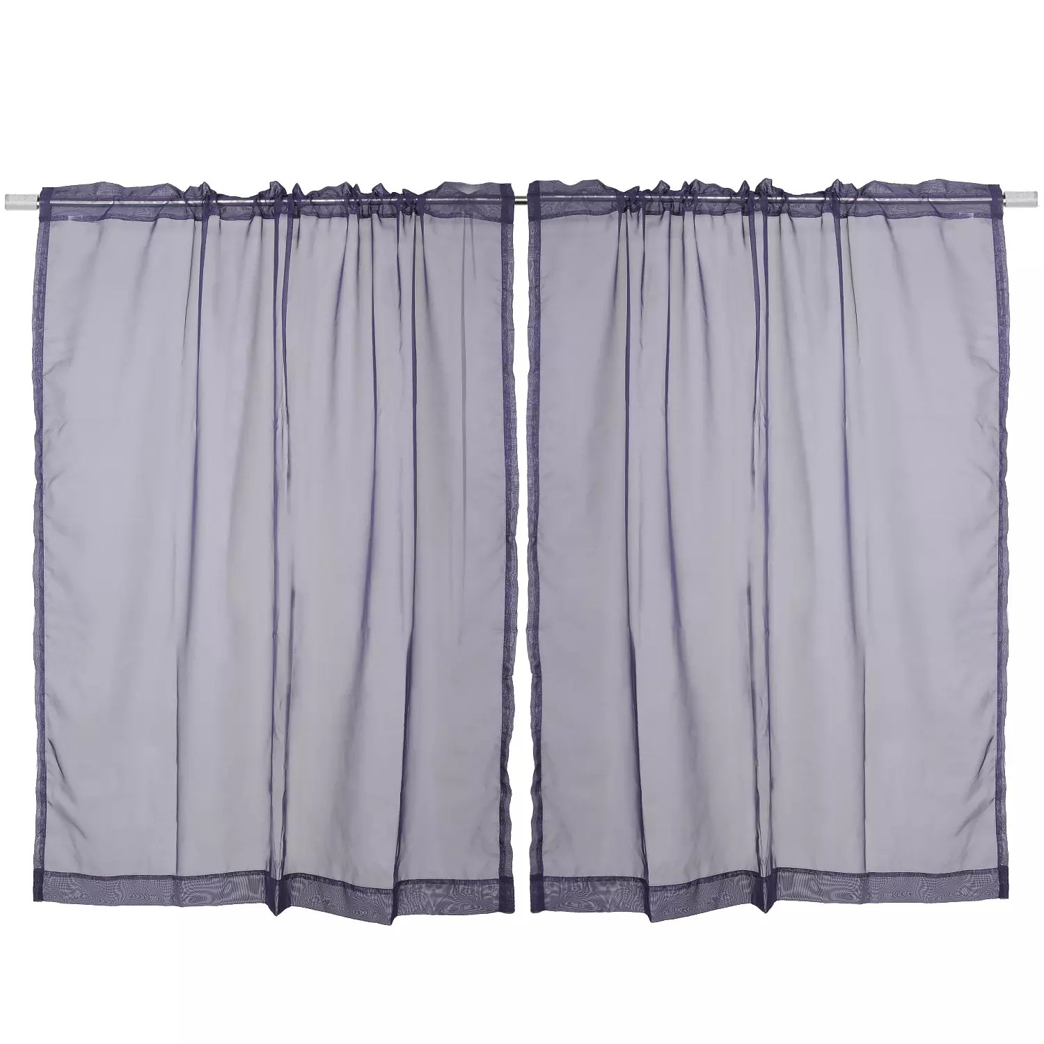 Two semi-sheer voile panels with rod pocket, 54"x63", navy