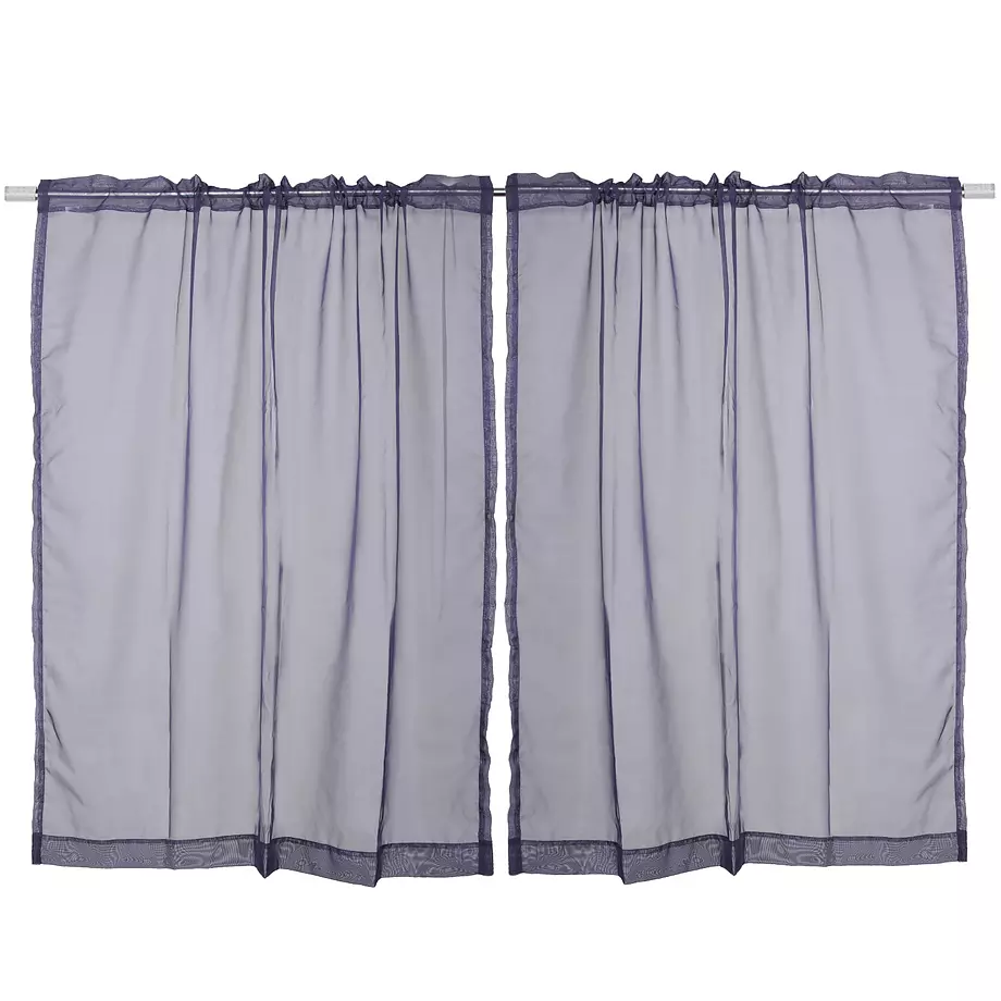 Two semi-sheer voile panels with rod pocket, 54"x63", navy